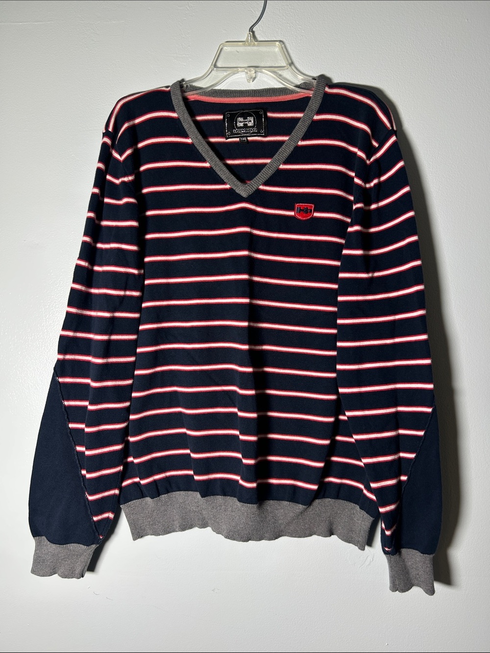 Hummer Men's Navy Striped V-Neck Sweater